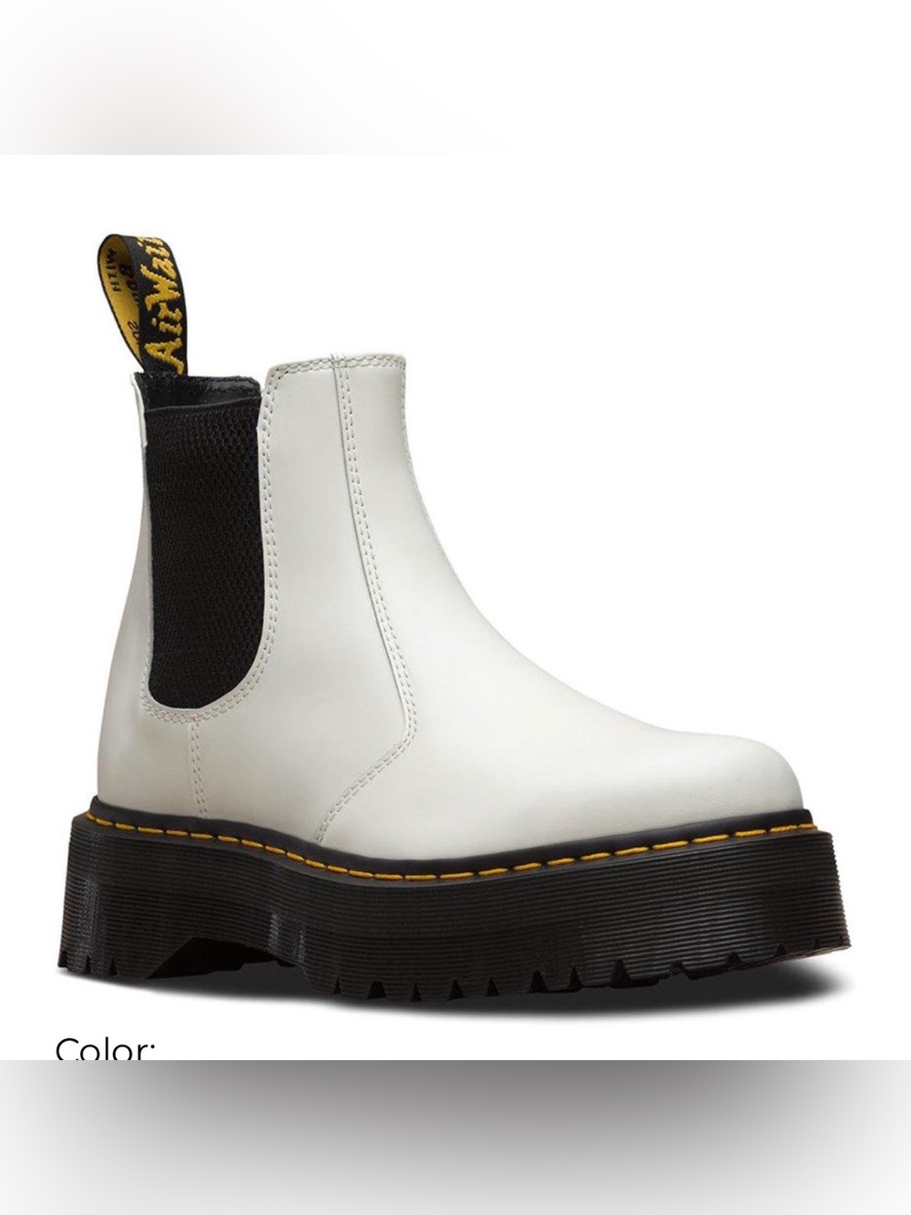 Dr Martens 2976 polished smooth platform Chelsea boots white leather 8 ladies
